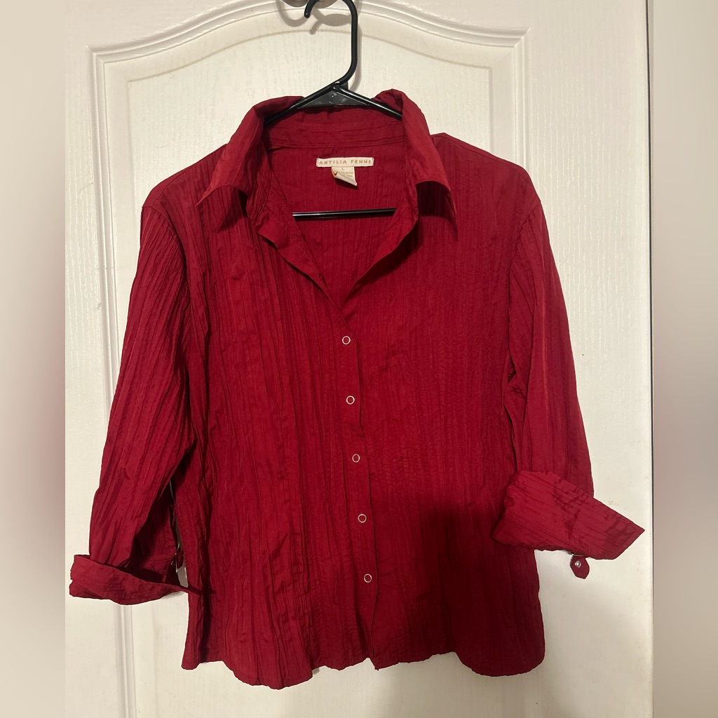 Red Button Down Blouse